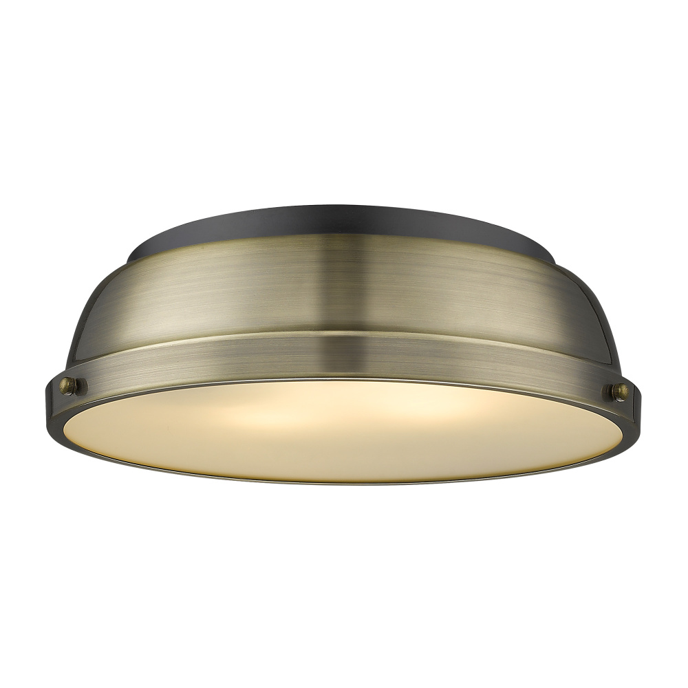 Yep by Golden Lighting Duncan 2-light Flush Mount in Matte Black and Aged Brass shade
